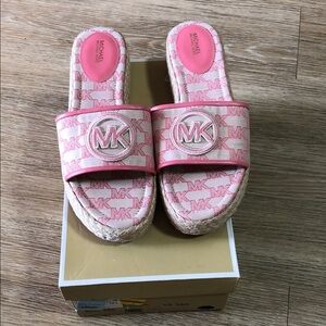 Michael Kors Pink Logo Espadrille Slide Sandals